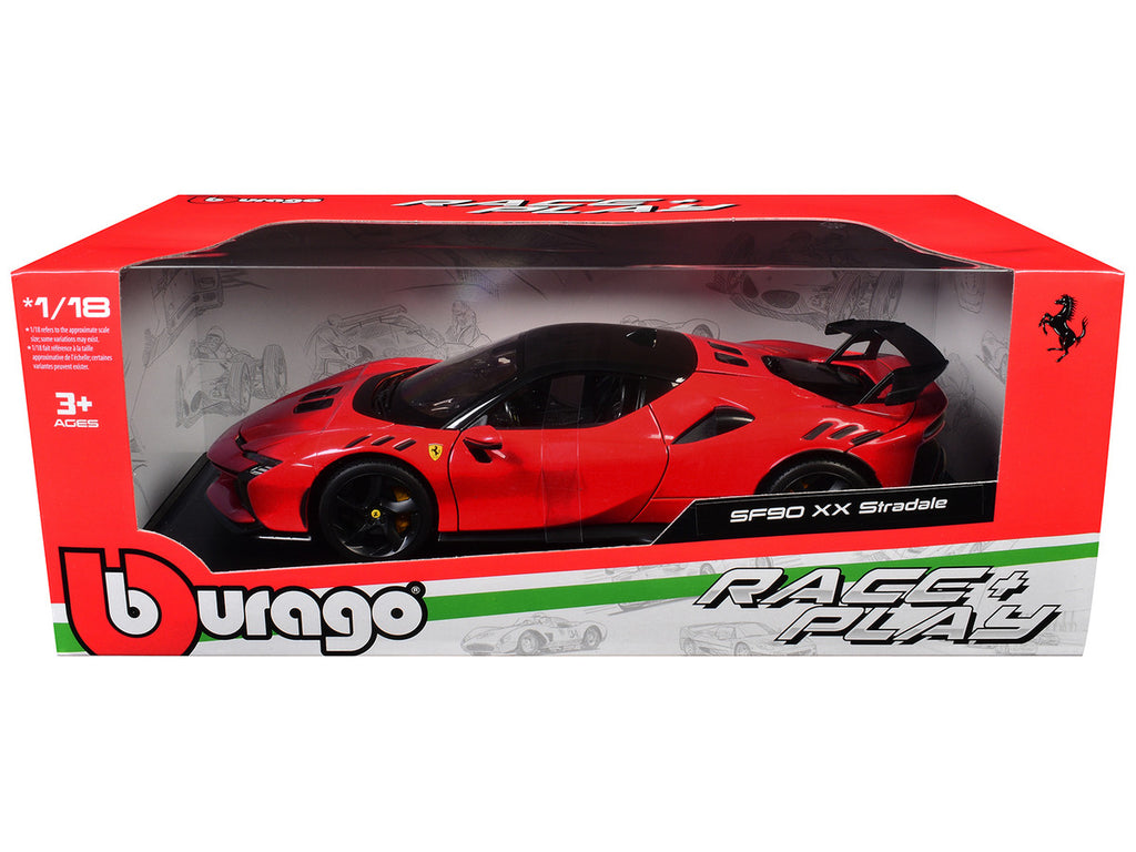 Bburago Ferrari SF90 XX Stradale 1/18 Diecast Model Car Red Black Top-3