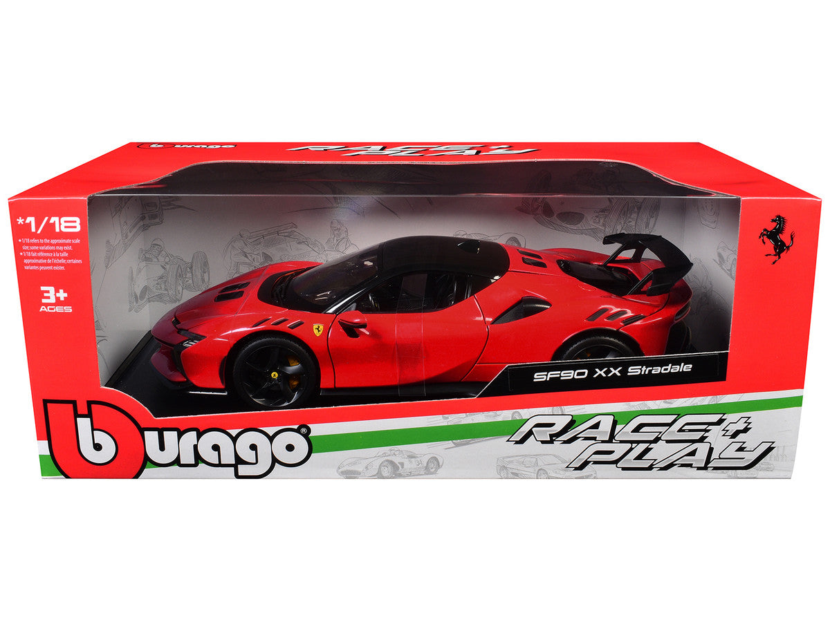 Bburago Ferrari SF90 XX Stradale 1/18 Diecast Model Car Red Black Top-3