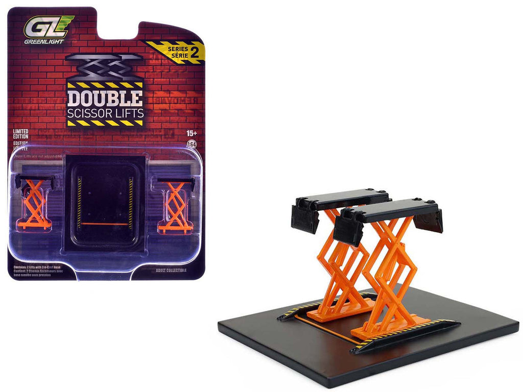 Automotive Double Scissor Lift Black and Orange "Double Scissor Lifts" Series 2 1/64 Diecast Model by Greenlight-4