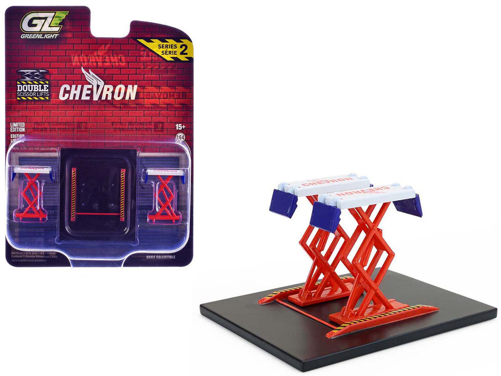 Automotive Double Scissor Lift "Chevron" White and Red "Double Scissor Lifts" Series 2 1/64 Diecast Model by Greenlight-4