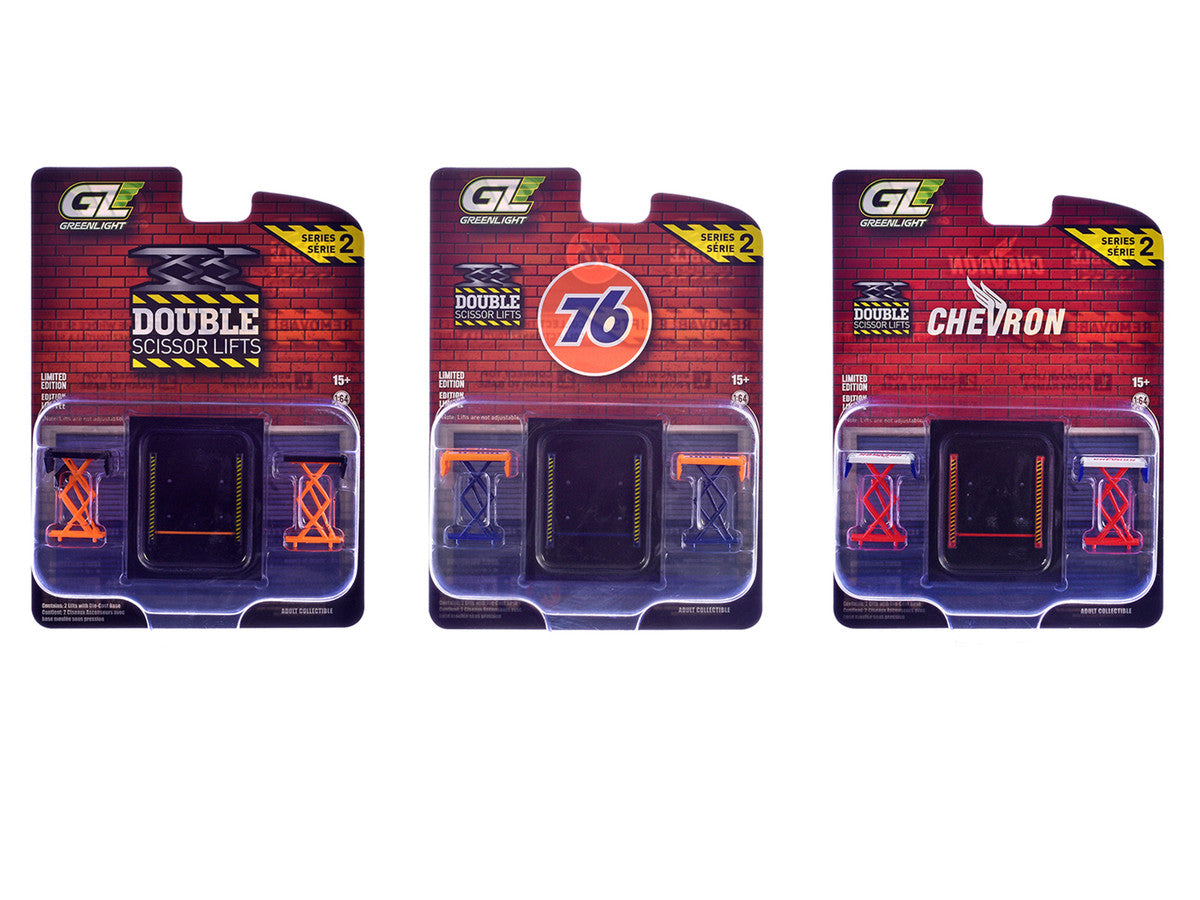 Automotive "Double Scissor Lifts" Series #2 Set of 3 pieces 1/64 Diecast Models by Greenlight-4