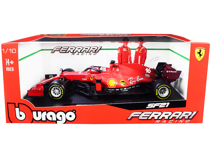 Bburago 1/18 Ferrari SF21 Charles Leclerc F1 Diecast Model Car-0