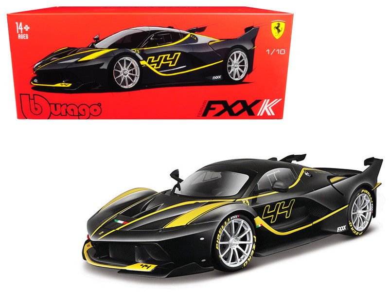 Ferrari FXX-K #44 1/18 Diecast Model Black Yellow Stripes Bburago-0