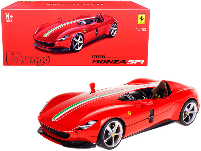 Ferrari Monza SP1 1/18 Diecast Model Car Red Italian Flag Stripes-0