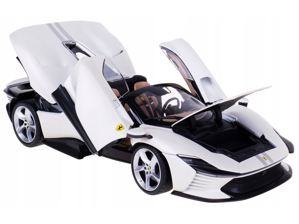 Ferrari Daytona SP3 1/18 Diecast Model White Metallic Bburago-1
