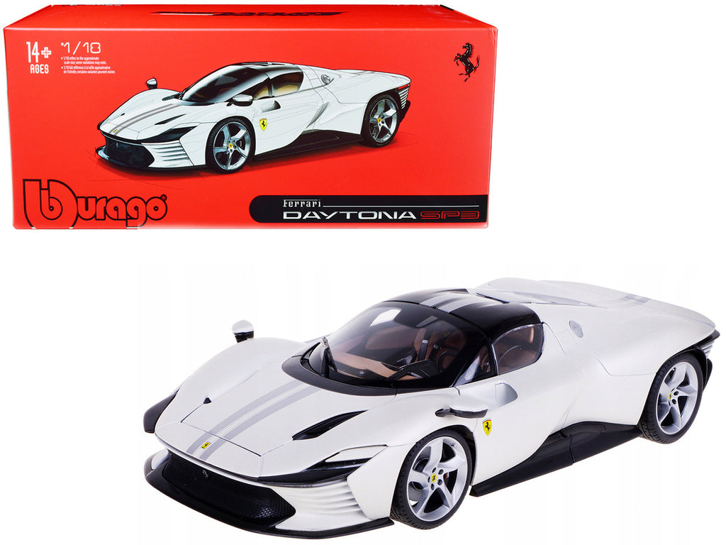 Ferrari Daytona SP3 1/18 Diecast Model White Metallic Bburago-0