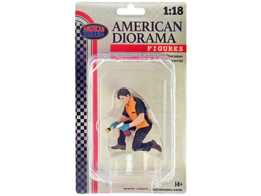"Detail Masters" Figure 1 (Wheel Cleaning) for 1/18 Scale Models by American Diorama-2