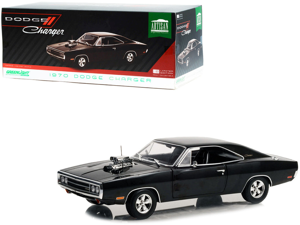 1970 Dodge Charger with Blown Engine Black "Artisan Collection" Series 1/18 Diecast Model Car by Greenlight-2