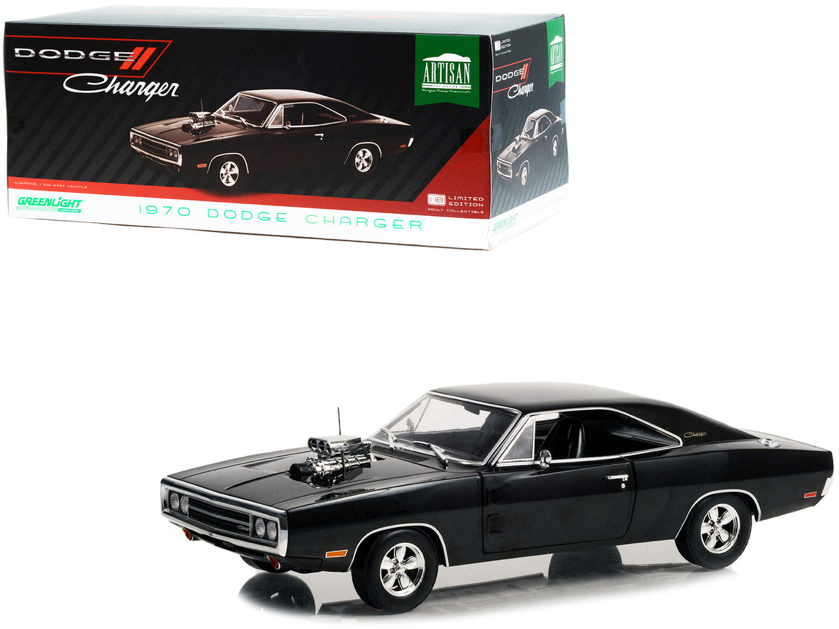 1970 Dodge Charger with Blown Engine Black "Artisan Collection" Series 1/18 Diecast Model Car by Greenlight-2