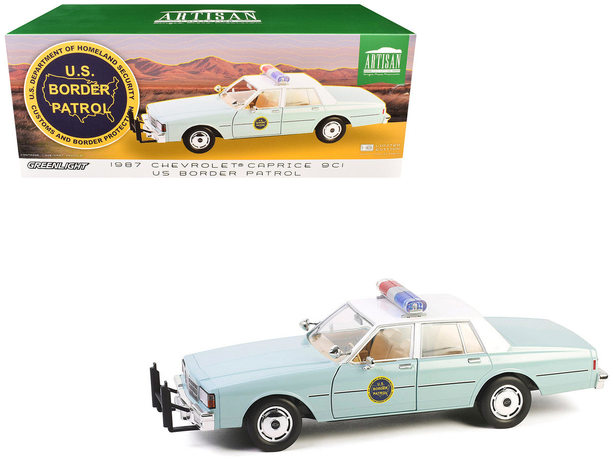 1987 Chevrolet Caprice 9C1 "US Border Patrol" Light Green with White Top "Artisan Collection" 1/18 Diecast Model Car by Greenlight-4
