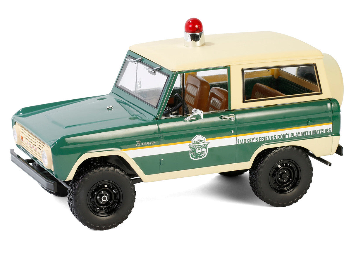 1967 Ford Bronco "Smokey Bear Forest Ranger" Green and Cream with White Stripes "Artisan Collection" 1/18 Diecast Model Car by Greenlight-1