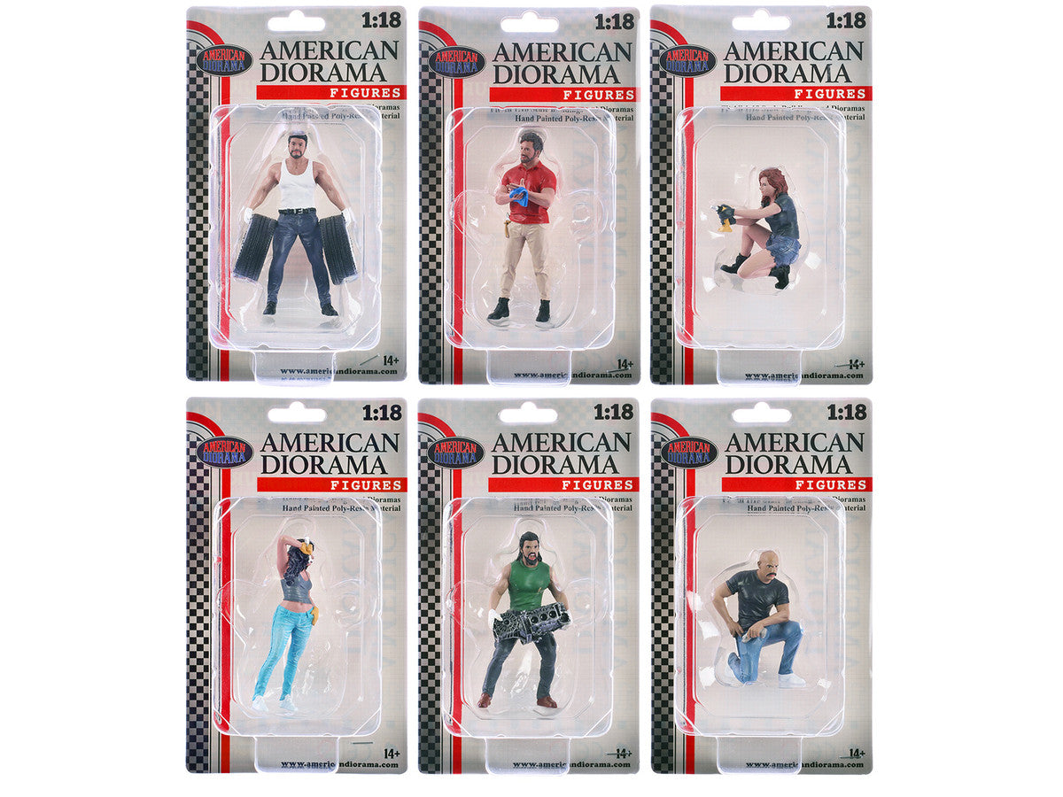 "Muscle Mechanics" 6 piece Figure Set for 1/18 Scale Models by American Diorama-2