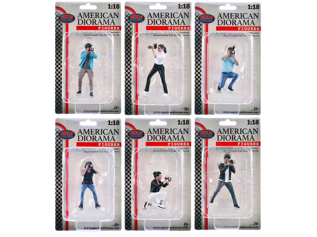 "Photographers" 6 piece Figure Set for 1/18 Scale Models by American Diorama-1