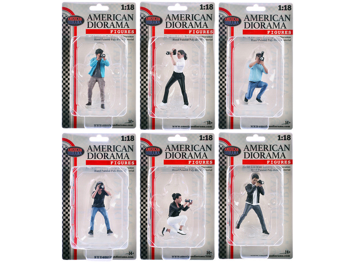 "Photographers" 6 piece Figure Set for 1/18 Scale Models by American Diorama-1