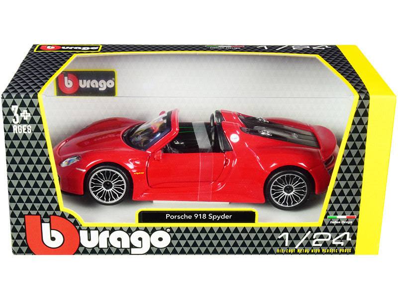 Bburago Porsche 918 Spyder Convertible Red 1/24 Diecast Model Car-0
