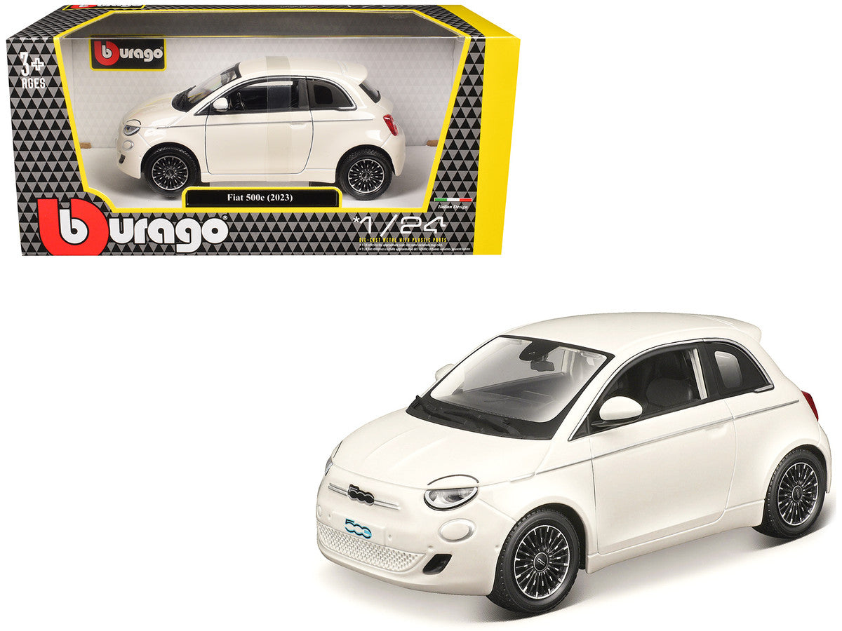 2023 Fiat 500e White 1/24 Diecast Model Car by Bburago Collectible-2