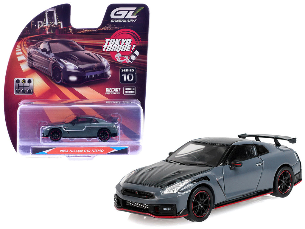 2024 Nissan GT-R (R35) NISMO RHD (Right Hand Drive) Stealth Gray with Carbon Top and Hood "Tokyo Torque" Series 10 1/64 Diecast Model Car by Greenlight-0