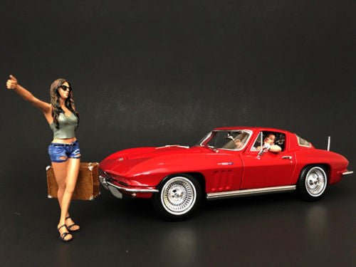 Hitchhiker 2 piece Figurine Set (Green Shirt) for 1/18 Scale Model Cars by American Diorama-2