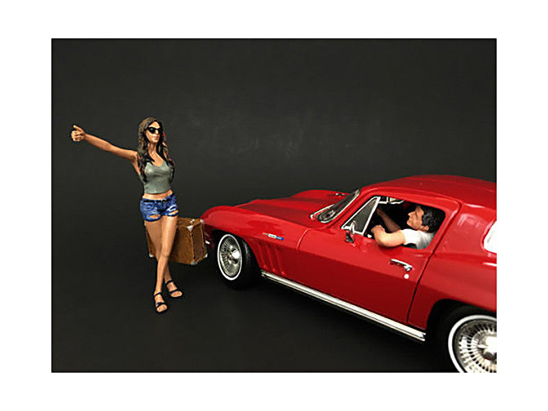 Hitchhiker 2 piece Figurine Set (Green Shirt) for 1/24 Scale Models by American Diorama-0