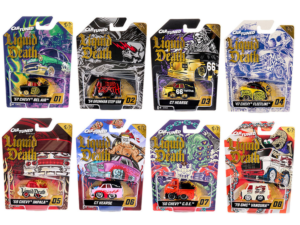 "Liquid Death" 2026 Series 1 Set of 8 Pieces Diecast Model Cars by CarTuned-0