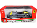 Bburago 1/24 Ferrari Monza SP1 Diecast Model Silver Metallic Yellow Stripes-0