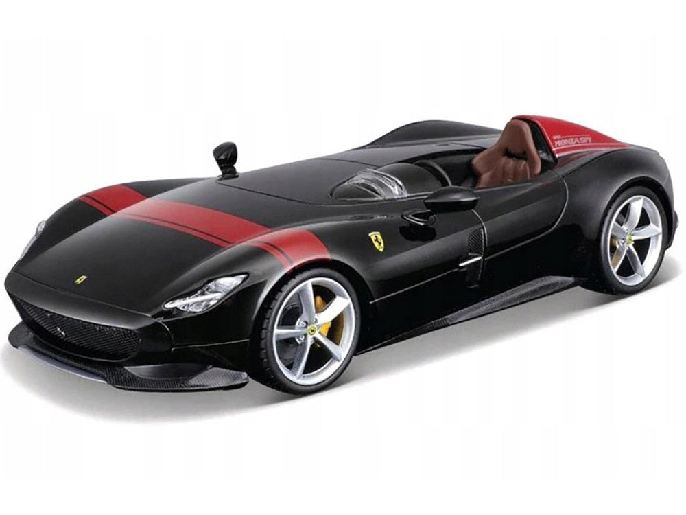 Ferrari Monza SP1 1/24 Diecast Model Car Black Metallic Red Stripes-0
