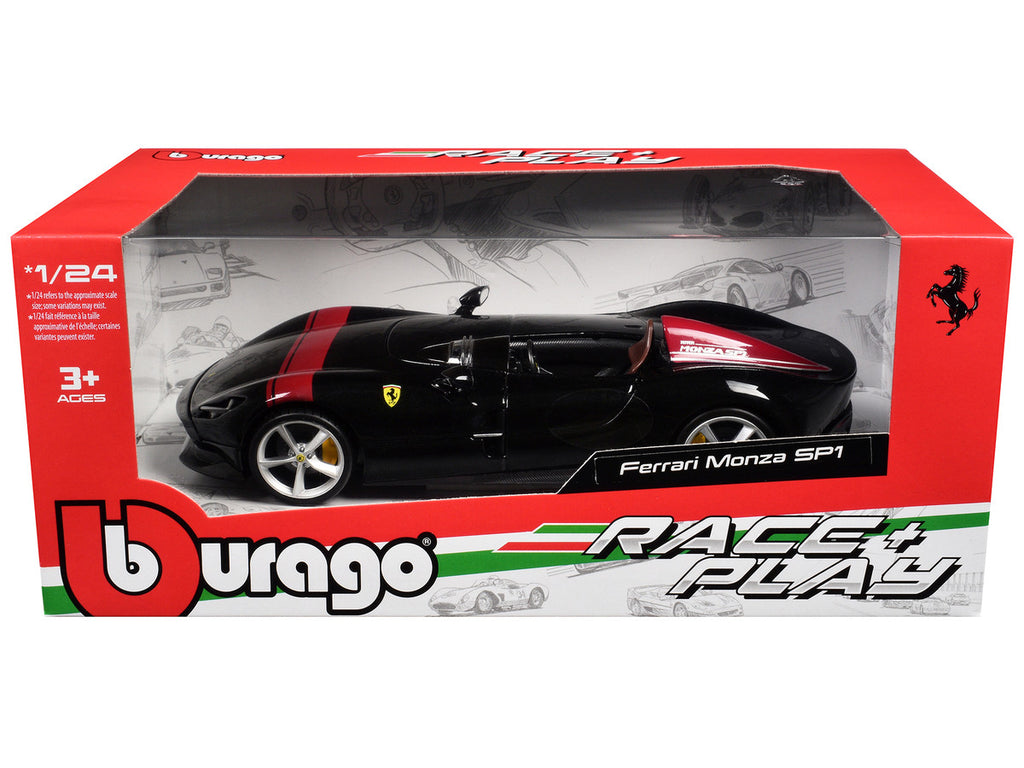 Ferrari Monza SP1 1/24 Diecast Model Car Black Metallic Red Stripes-1