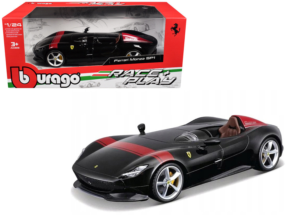 Ferrari Monza SP1 1/24 Diecast Model Car Black Metallic Red Stripes-2
