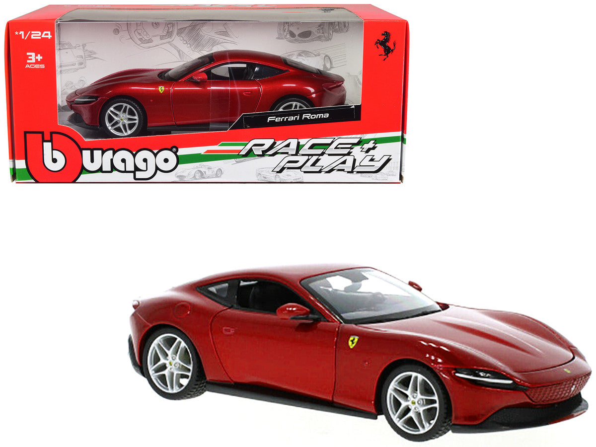 Bburago Ferrari Roma 1/24 Red Metallic Diecast Model Car with Features-0