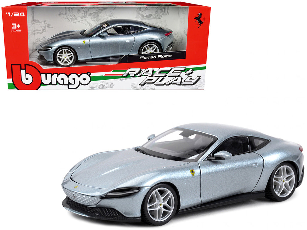 Bburago Ferrari Roma Gray Metallic 1/24 Diecast Model Car Race Play-0