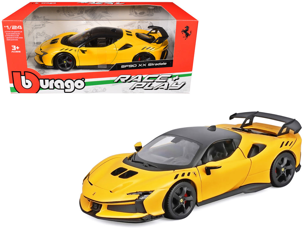 Bburago 1/24 Ferrari SF90 XX Stradale Yellow Diecast Model Car-4