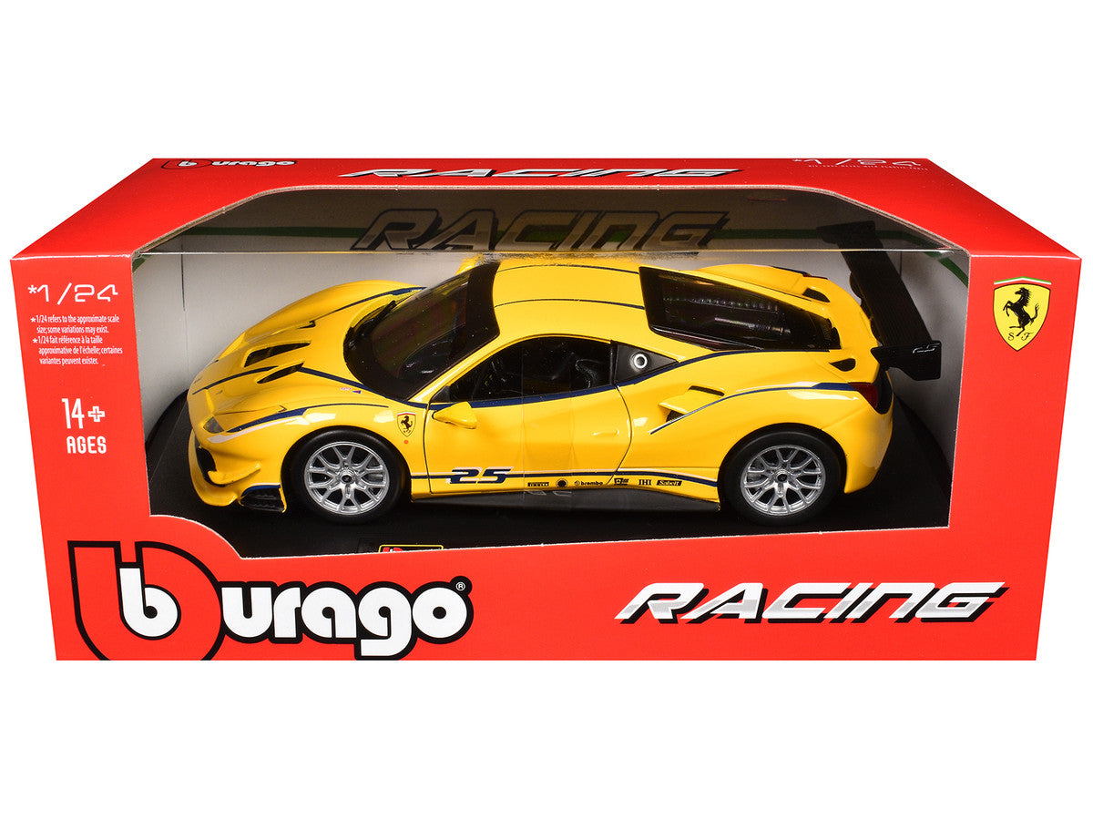 Ferrari 488 Challenge #25 Yellow Blue Stripes 1/24 Diecast Model Car-2