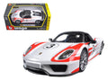 Porsche 918 Spyder Weissach 1/24 White Diecast Model Car by Bburago-0