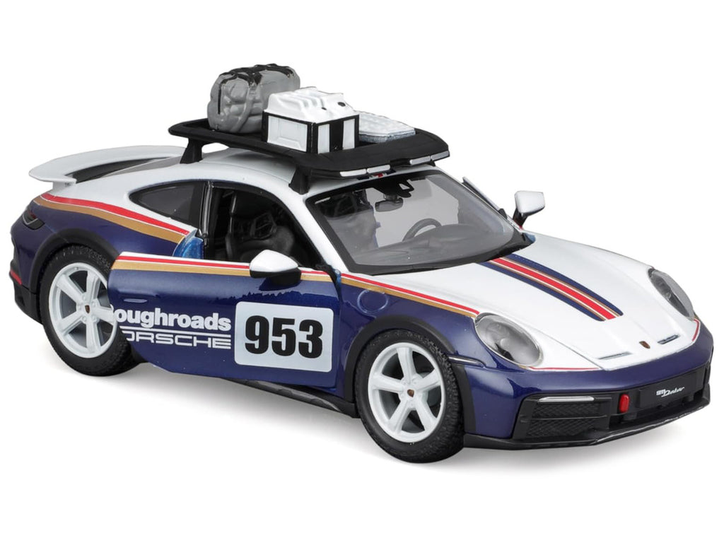 Porsche 911 Dakar #953 1/24 Diecast Model Car by Bburago Blue White Stripes-3