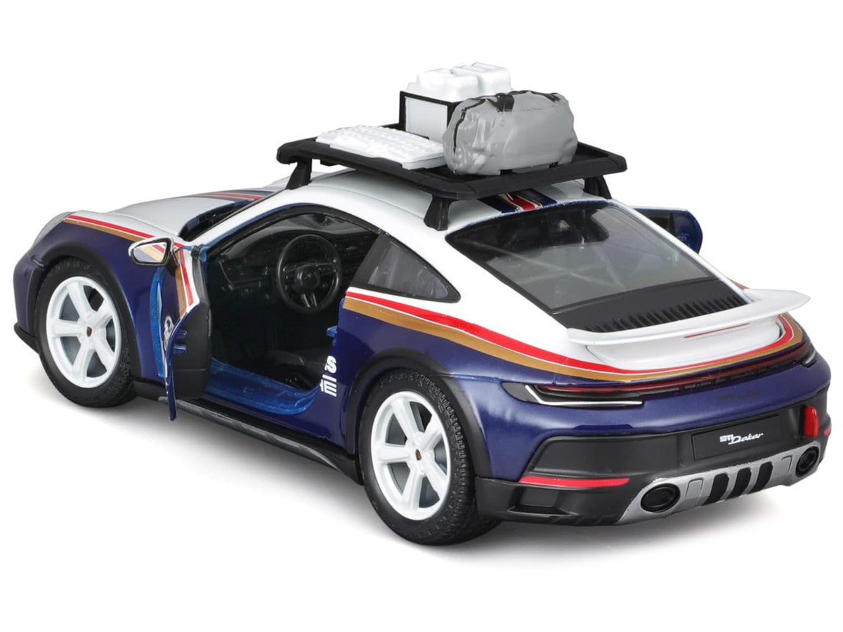 Porsche 911 Dakar #953 1/24 Diecast Model Car by Bburago Blue White Stripes-1