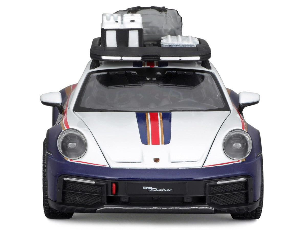Porsche 911 Dakar #953 1/24 Diecast Model Car by Bburago Blue White Stripes-0
