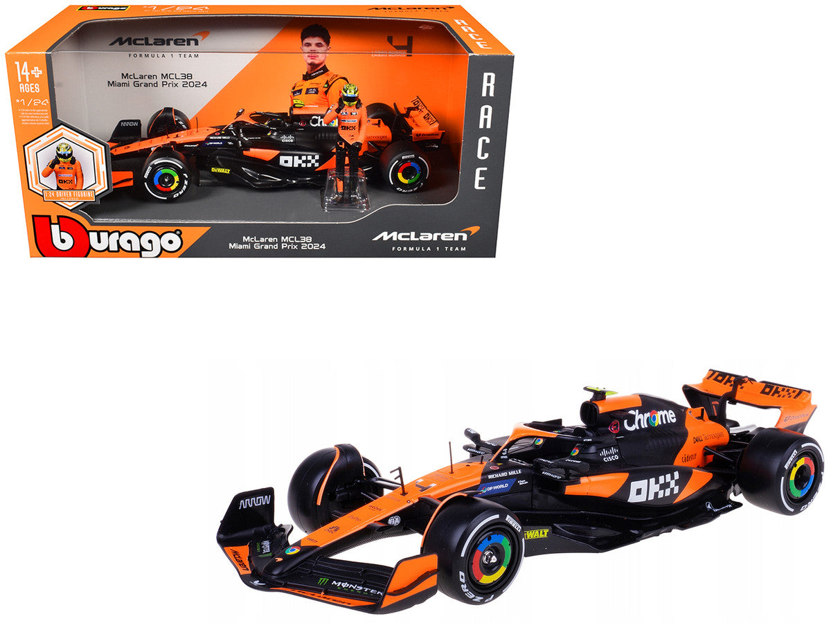 McLaren MCL38 Lando Norris Miami GP 2024 1/24 Diecast Model Car-2