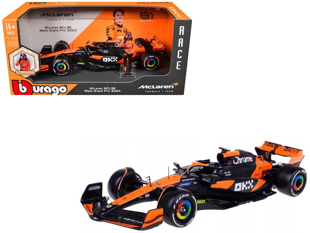 McLaren MCL38 #81 Oscar Piastri Miami GP 2024 1/24 Diecast Model Car-2