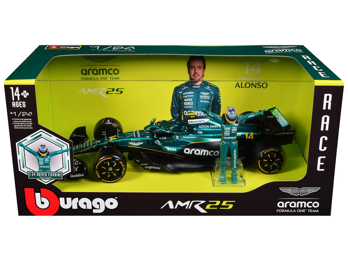 Aston Martin AMR25 #14 Fernando Alonso 1/24 F1 Diecast Car Model-0