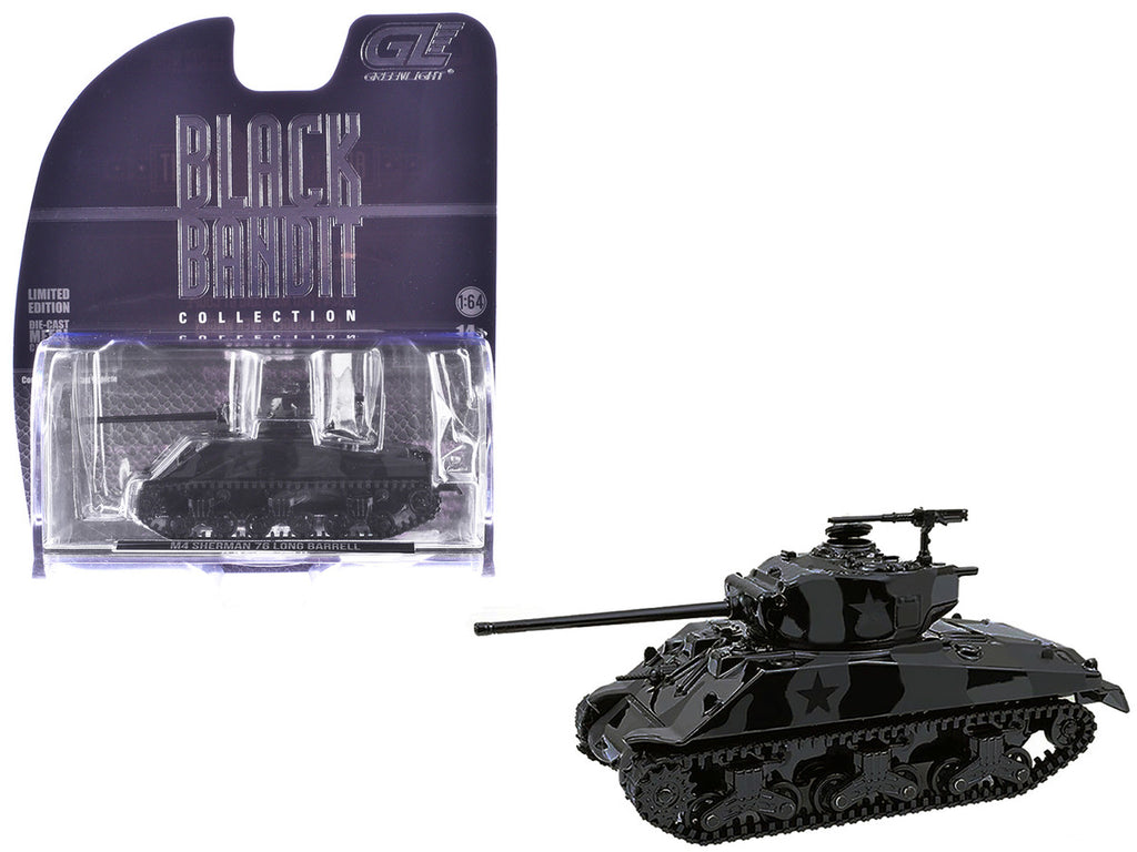 M4 Sherman 76 Long Barrell Tank Black Camouflage "Black Bandit" Series 30 1/64 Diecast Model Car by Greenlight-2