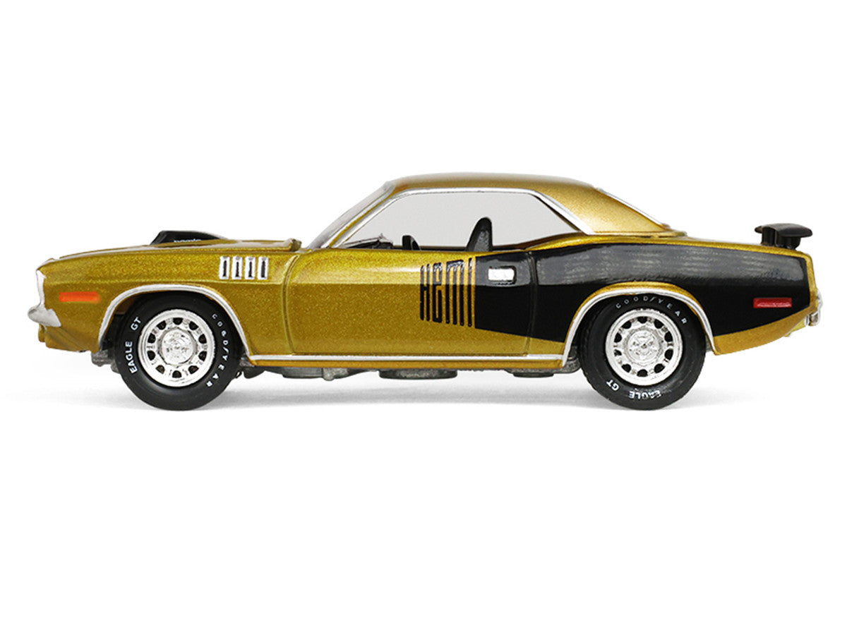 1971 Plymouth Hemi ‘Cuda Gold Metallic with Black Accents "America 250 Edition" "Anniversary Collection" Series 18 1/64 Diecast Model Car by Greenlight-1