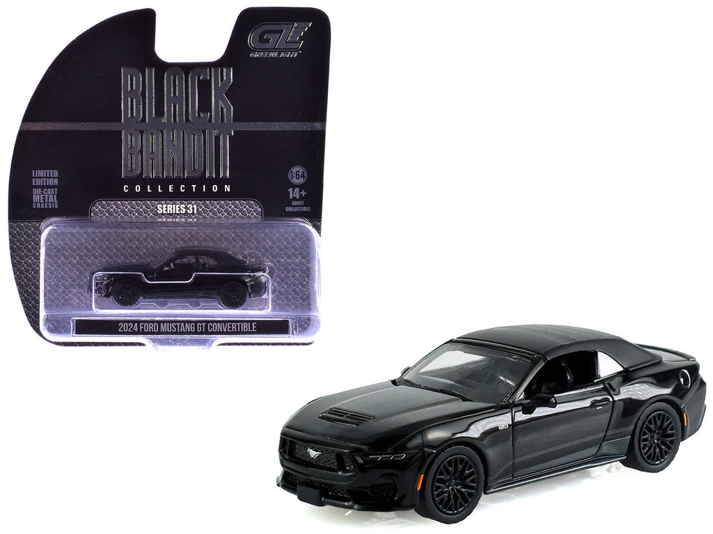 2024 Ford Mustang GT Convertible Black "Black Bandit" Series 31 1/64 Diecast Model Car by Greenlight-4