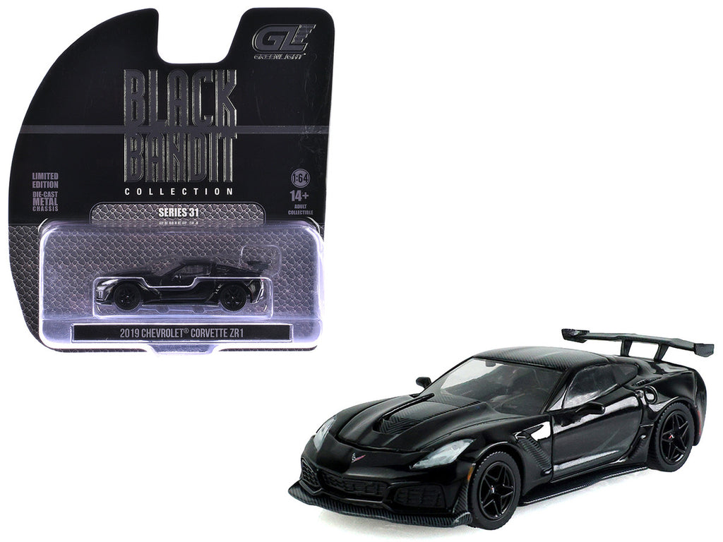 2019 Chevrolet Corvette ZR1 Black "Black Bandit" Series 31 1/64 Diecast Model Car by Greenlight-4