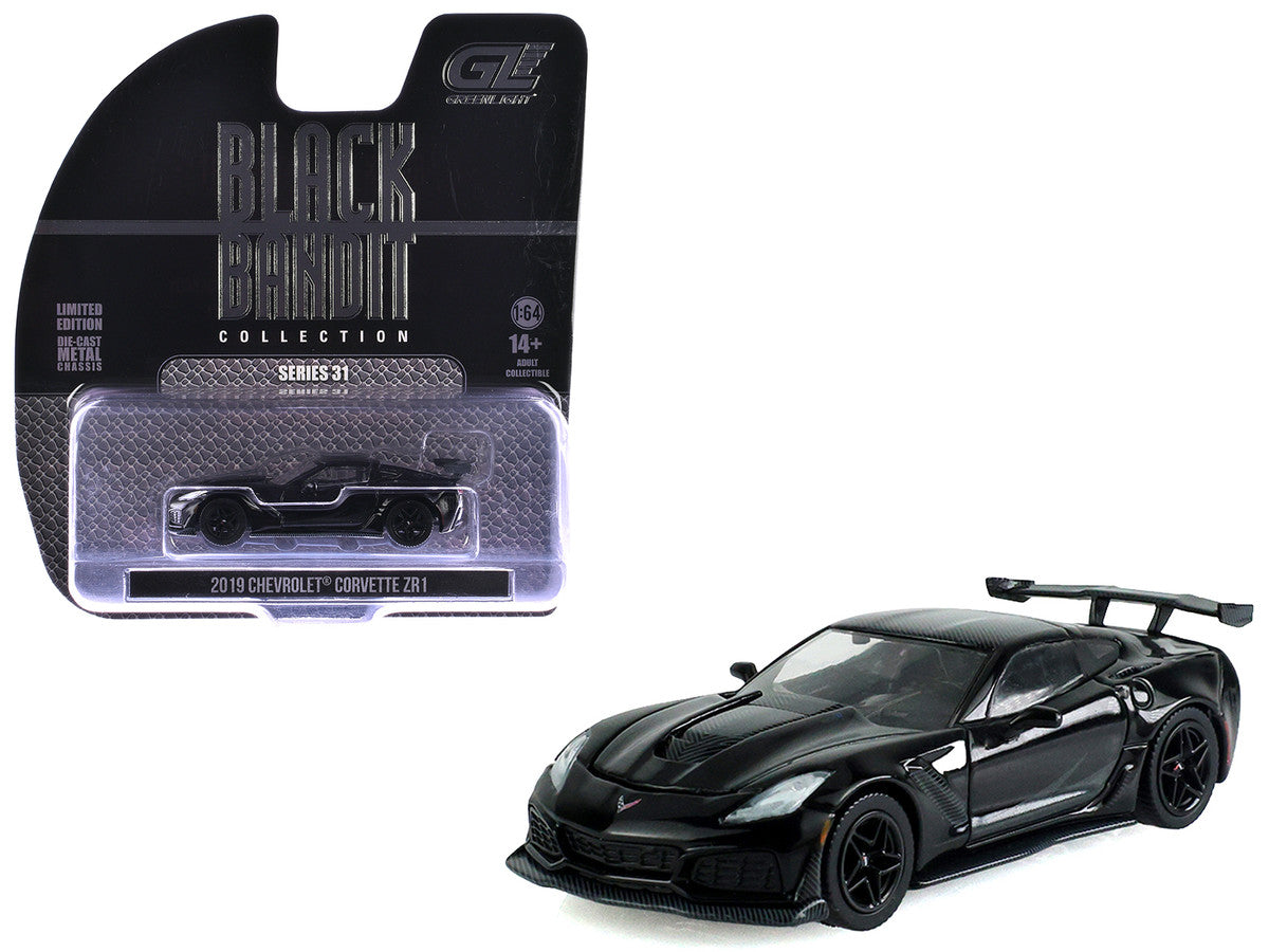 2019 Chevrolet Corvette ZR1 Black "Black Bandit" Series 31 1/64 Diecast Model Car by Greenlight-4