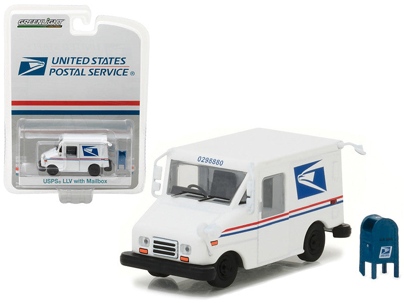 "United States Postal Service" (USPS) Long Life Postal Mail Delivery Vehicle (LLV) with Mailbox Accessory "Hobby Exclusive" 1/64 Diecast Model Car by Greenlight-0