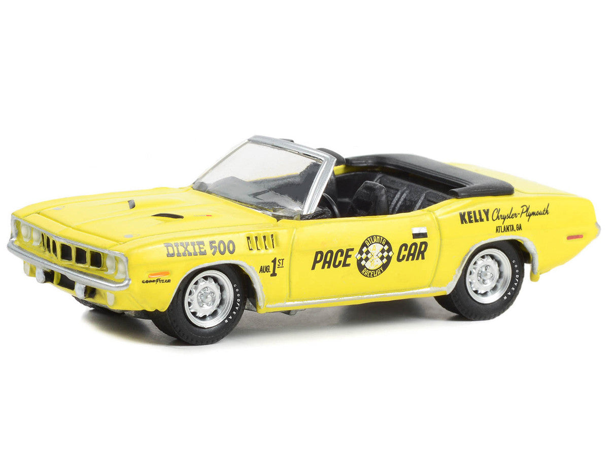 1971 Plymouth Barracuda Convertible "Dixie 500 Pace Car" Yellow "Hobby Exclusive" Series 1/64 Diecast Model Car by Greenlight-1