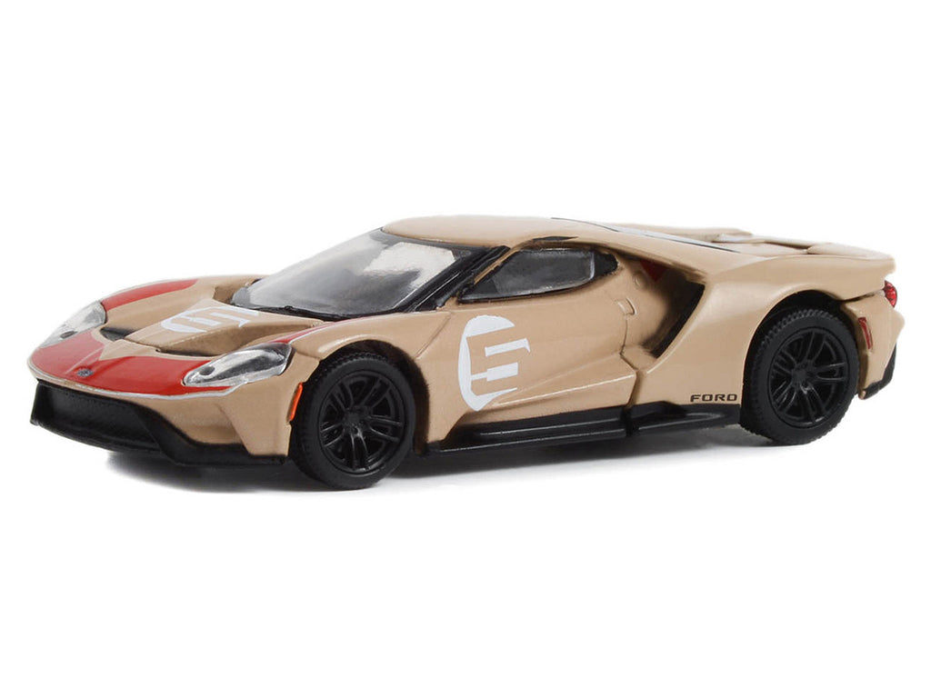 2022 Ford GT Heritage Edition #5 Holman-Moody "1966 24 Hours of Le Mans Ford 1-2-3 Sweep Tribute" Gold Metallic with Red Accents "Hobby Exclusive" Series 1/64 Diecast Model Car by Greenlight-1
