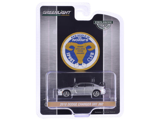 2018 Dodge Charger SRT 392 Silver Metallic with Black Stripe "Mr. Norm Heritage GSS Charger" "Hobby Exclusive" Series 1/64 Diecast Model Car by Greenlight-1