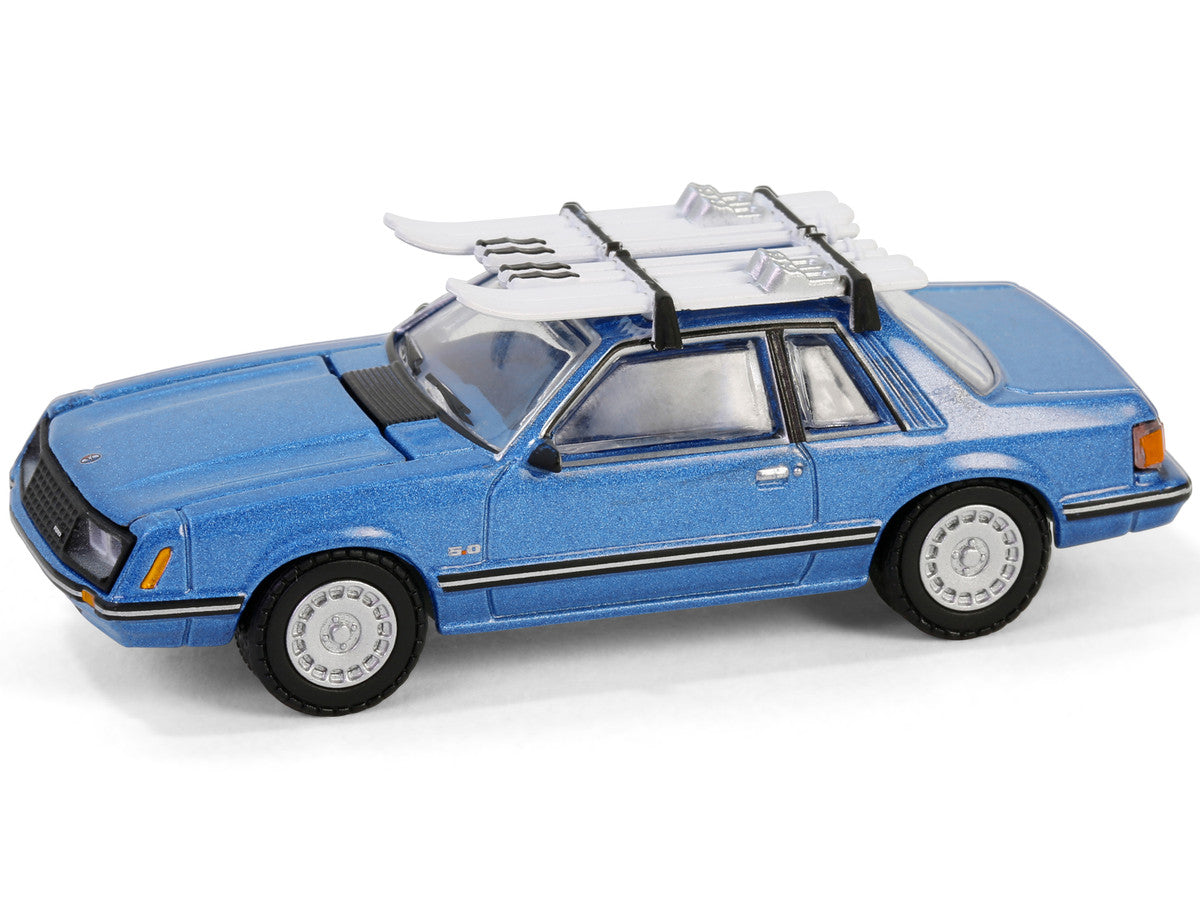 1981 Ford Mustang Ghia Coupe Blue Glow Metallic with Ski Roof Rack "Hobby Exclusive" Series 1/64 Diecast Model Car by Greenlight-1