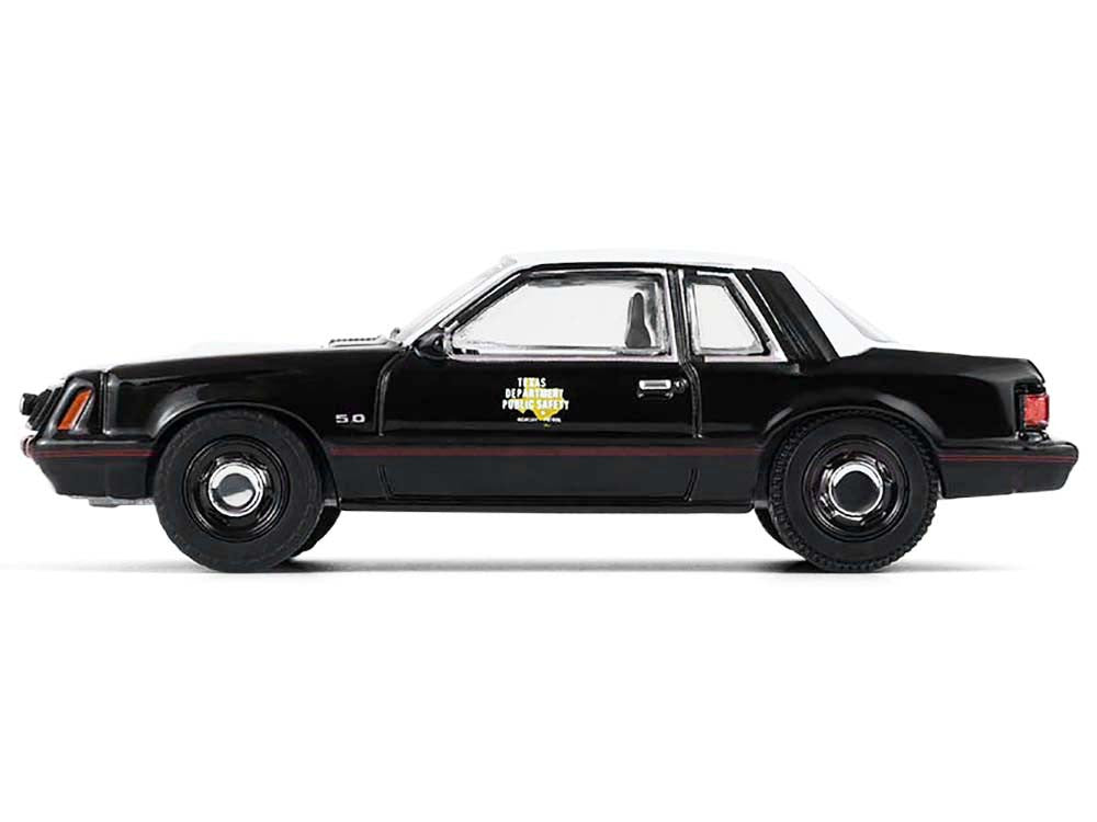 1982 Ford Mustang SSP "Texas Department of Public Safety Highway Patrol" Black with White Hood and Top "Hobby Exclusive" Series 1/64 Diecast Model Car by Greenlight-3